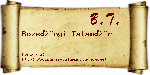 Bozsányi Talamér névjegykártya